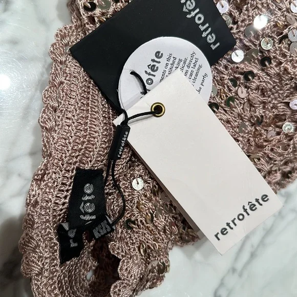 Retrofete TOSCA SEQUIN CROCHET JUMPSUIT XS/S NWT - Picture 17 of 17